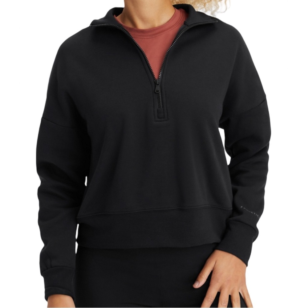 Fabletics Women’s Black Half-Zip Sweatshirt Catrina Mock Neck Pullover Medium